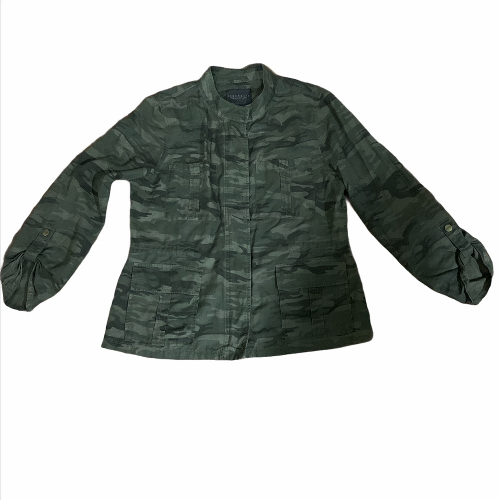 Sanctuary Camo Print Zip Up Jacket Size Large